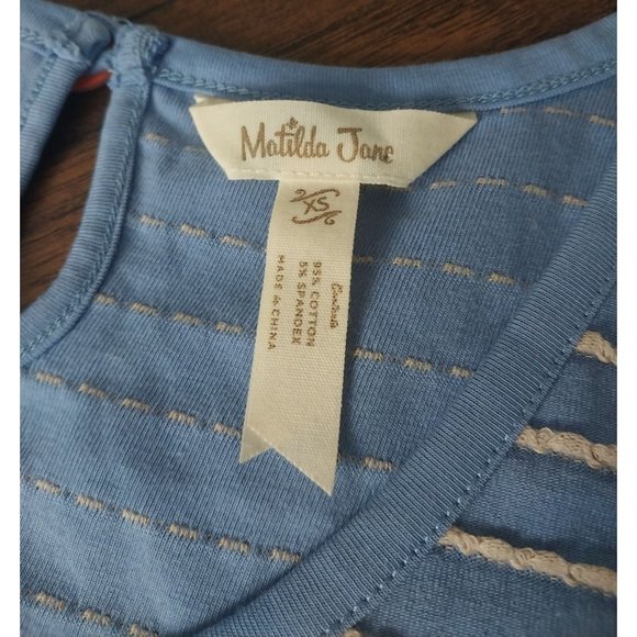 Matilda Jane Blue Exploration Striped Knit Dress Short Sleeve Womens Sz XS - Picture 8 of 10